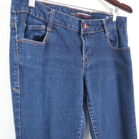 Zara Size 10 Skinny Jeans Denim Low Rise 5 Pocket Stretch Dark Blue - Picture 3 of 10